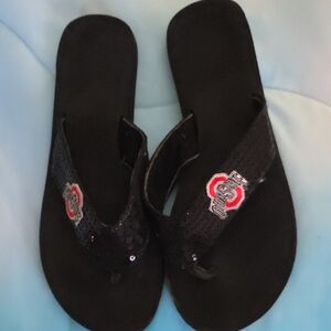 Ohio State Glittery Thong Flip Flops, 8.5-9 Ladies
